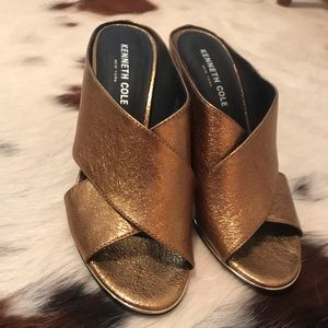 Kenneth Cole Gold Mules